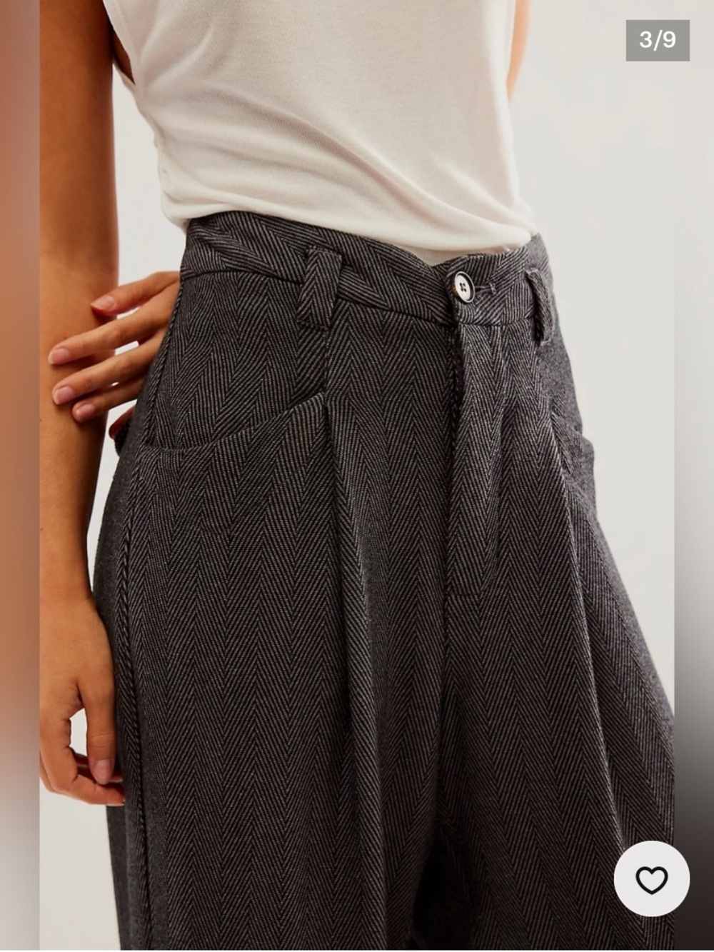 Free People Black Relaxed Wide-Leg Trousers